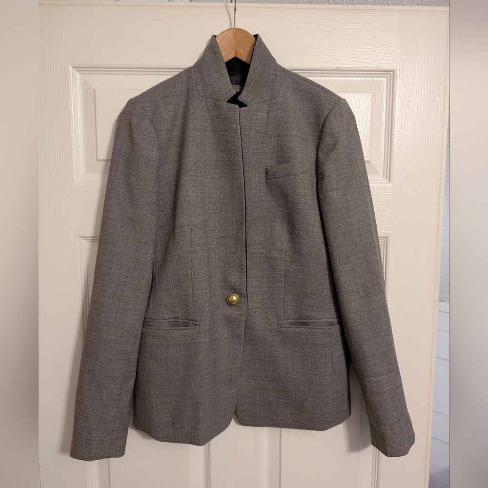 J.Crew Regent Four-Season Gray Blazer Size 6 Gold Button Career Classic